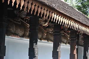 pillars and lion frieze of the Padeniya temple near Kurunegala 