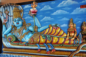 depiction of Anantashayana Vishnu in the Munneshvaram temple in Sri Lanka