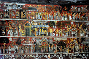 murals in the caves of Mulgirigala Rajamaha Vihara