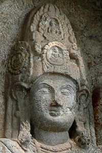 face and crown of the Leper King statue near Weligama