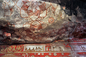 flower paintings at the ceiling of the Degaldoruwa temple 
