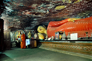 reclining Buddha in the Degaldoruwa cave temple near Kandy