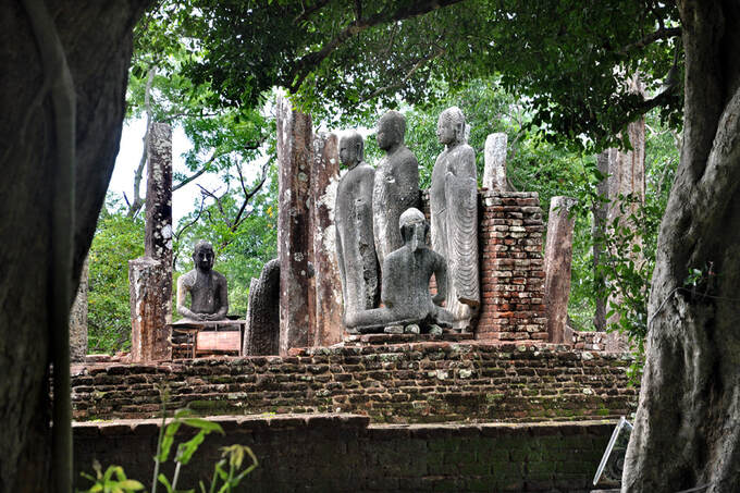 Buddha statues in an image house in Medirigiriya