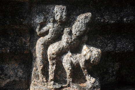 erotic sculptural art in the archaeological site of Nalanda in Sri Lanka
