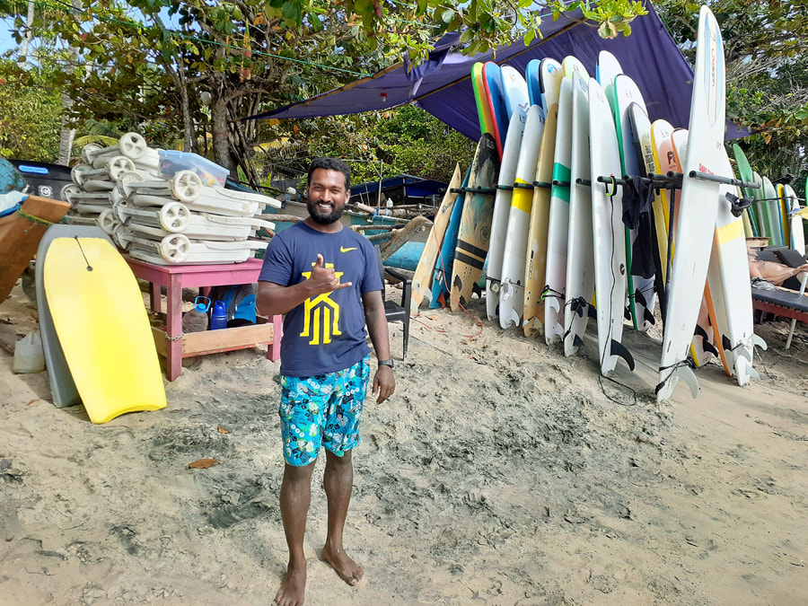 surf instructor in Hiriketiya in southern Sri Lanka