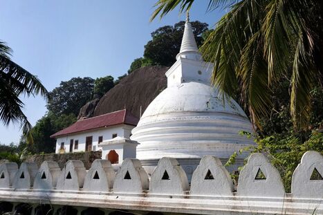 stupa of Thambalagollewa Little Dambulla Temple in Sri Lanka's Anuradhapura District