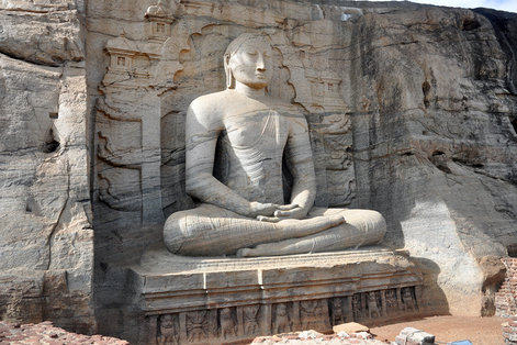 rock-cut sedentary Buddha statue of Gal Vihara in Polonnaruwa