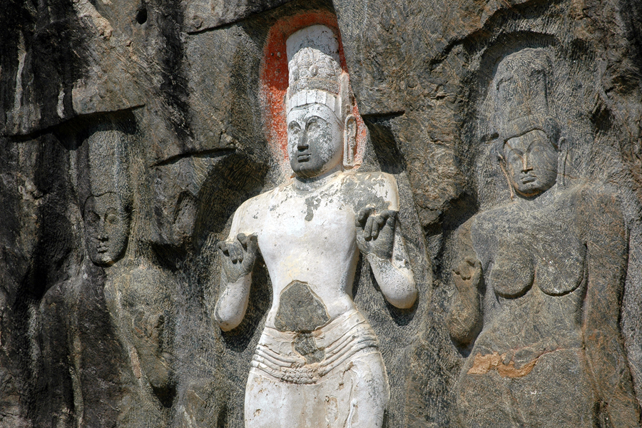 Avalokiteshwara with Tara and Sudhana in Sri Lanka