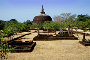 Rankot Vehera seen from the Baddhasima Prasada chapter house in Polonnaruwa