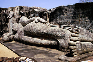 famous Gal Viharaya group of rock-cut Buddha statues in Polonnaruwa