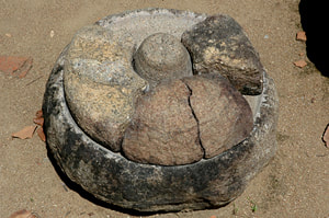 ancient grind stone in Ritigala in Sri Lanka