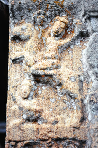 carving of a horseman at a door jamb of Nillakgama Bodhigara in Sri Lanka