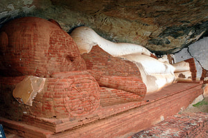 brick-made reclining Buddha in Pidurangala in Sri Lanka