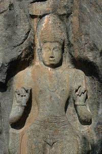 carved Maitreya statue in Buduruvagala in Sri Lanka