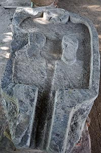 ancient monastiery urinal stone in the Ramba Vihara in Sri Lanka