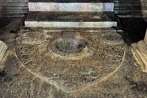 moonstone in the Degalduruwa cave temple near Kandy