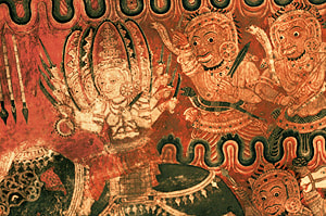 Mara depictions in the cave temple of Degaldoruwa in Kandy District