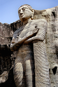 Standing statue of Gal Vihara in Polonnaruwa