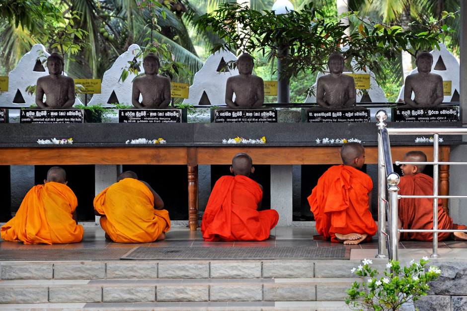 novices in the Buddhist temple of Attanagalla in Sri Lanka