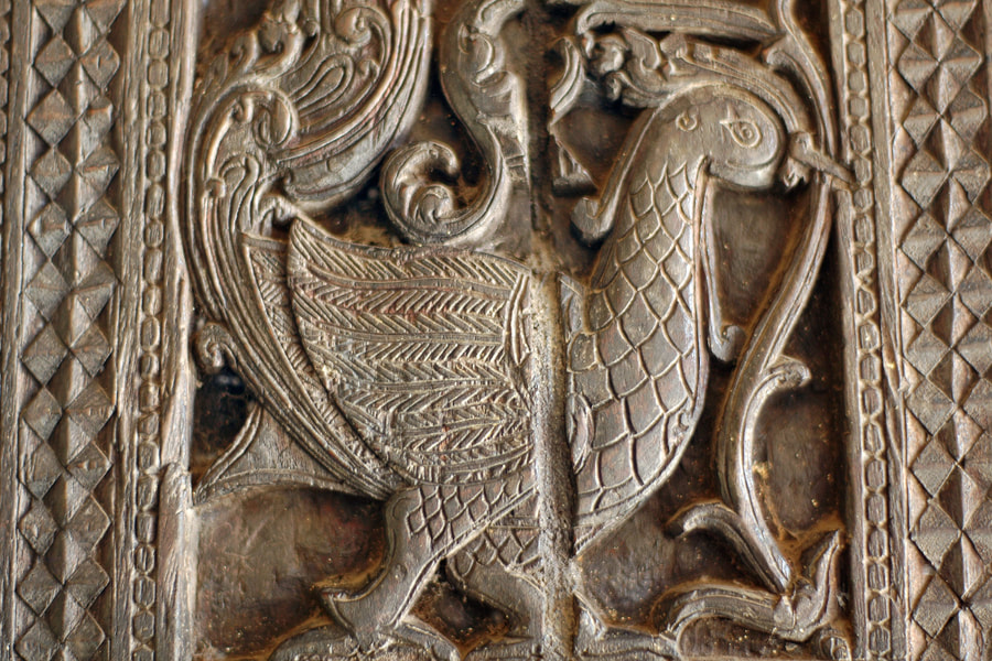 bird carving in the Embekke temple in Kandy District 
