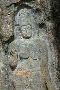 female Bodhisattva statue in Buduruvagala in Sri Lanka