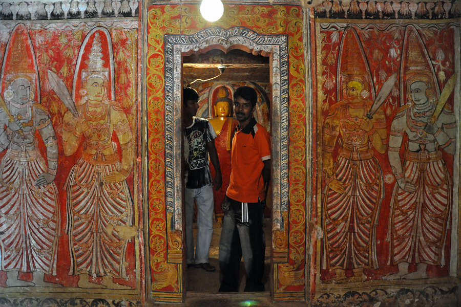 Dvarapala paintings in the Dambadeniya temple in Sri Lanka