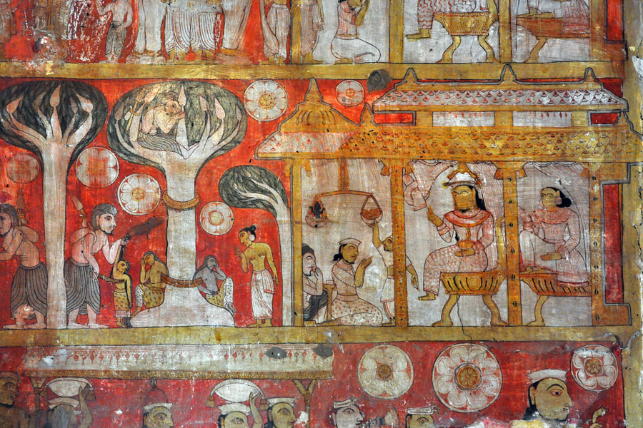Kandyan-style mural in Dambadeniya depicting Vessantara Jataka