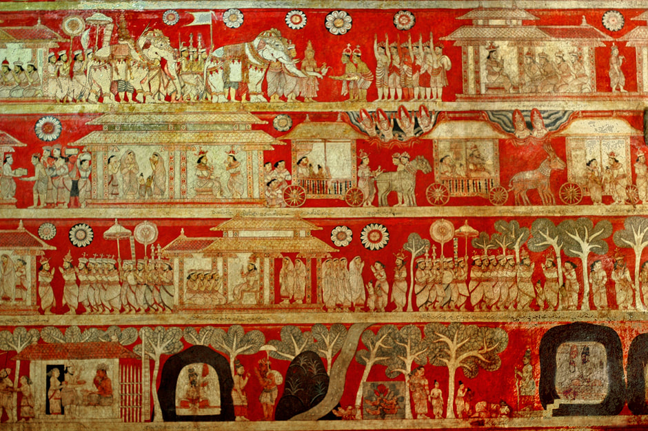 Kandy paintings in the Degaldoruwa cave temple