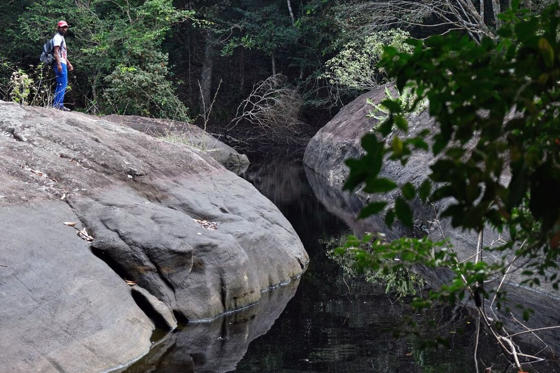 Secret Pond on the mountain of Dolukanda in Kurunegala District in Sri Lanka