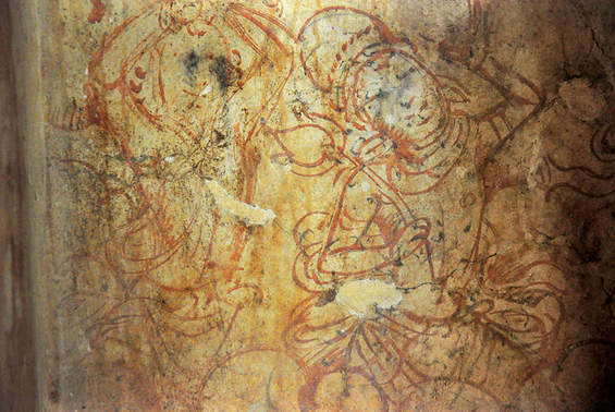 frescoes from the relic chamber of Girbandha Chetiya in Mihintale Archaeological Museum