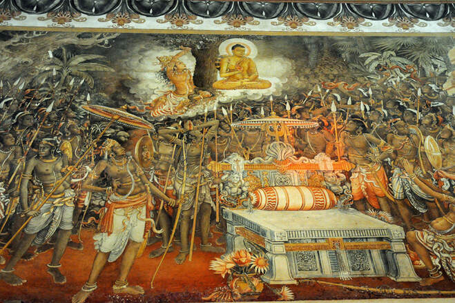 Sri Lanka's gem throne for the Buddha, painted by Solias Mendis