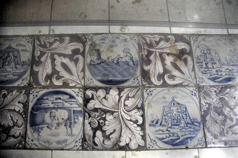 Dutc tiles with Christian themes in the Buddhist temple of Ridigama in Sri Lanka