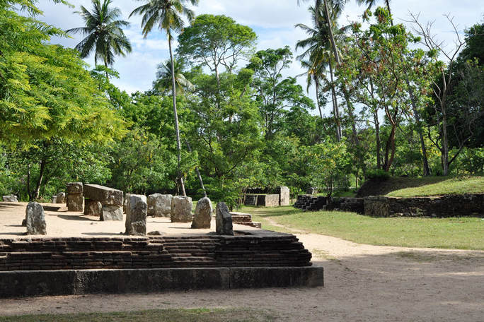 ruins in the citadel of Yapahuwa at the base of the stairway