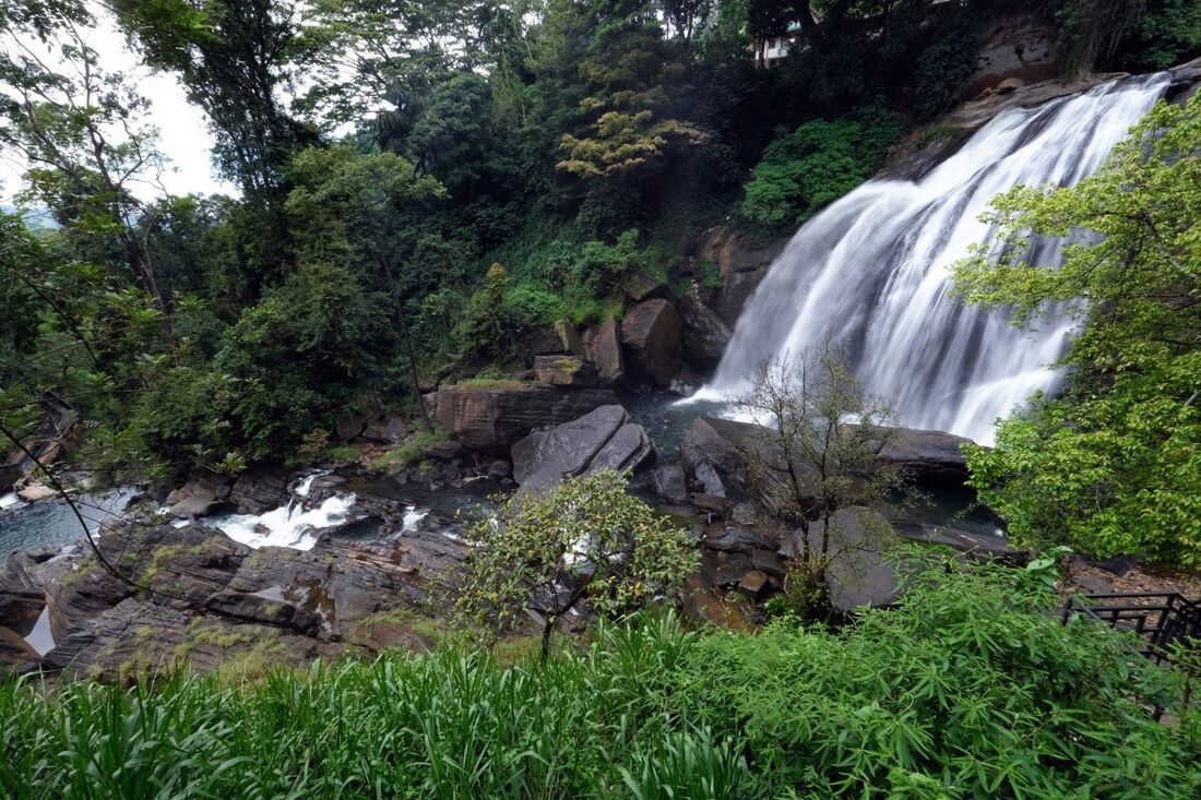 waterfalls of Huluganga Ella in Sri Lanka's Kandy District