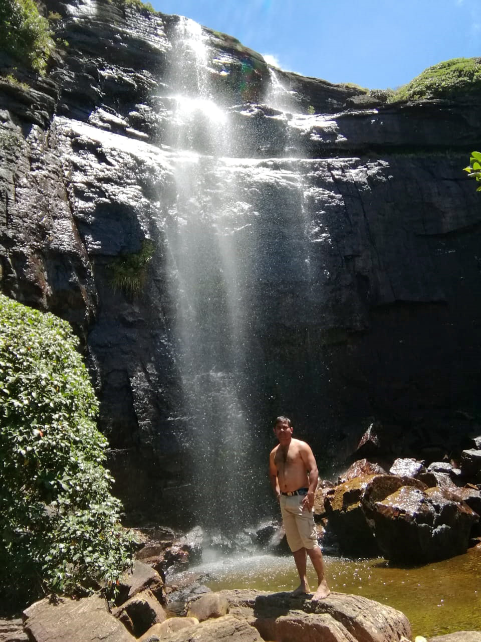 waterfall bathing in Knuckles Range