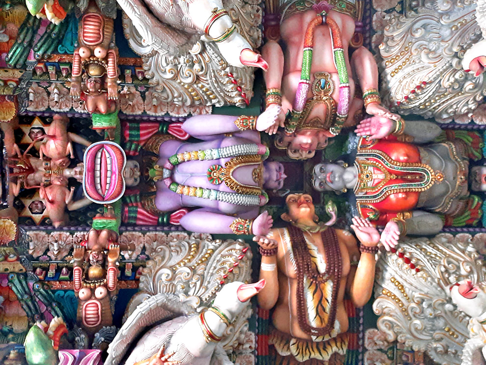 ceiling of the Kali temple in Trincomalee in Sri Lanka
