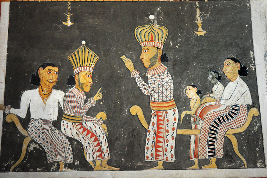 Kandy-Malerei mit Abbildung des Vessanthara Jataka in der Vihara Lena in Pilikuttuwa