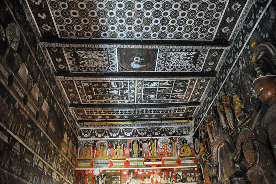Kandyan-style ceiling of the Viharage in Kelaniya