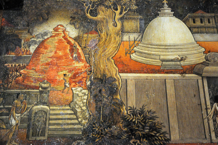 Looting and destruction of the Kelaniya temple, painted  by Solias Mendis
