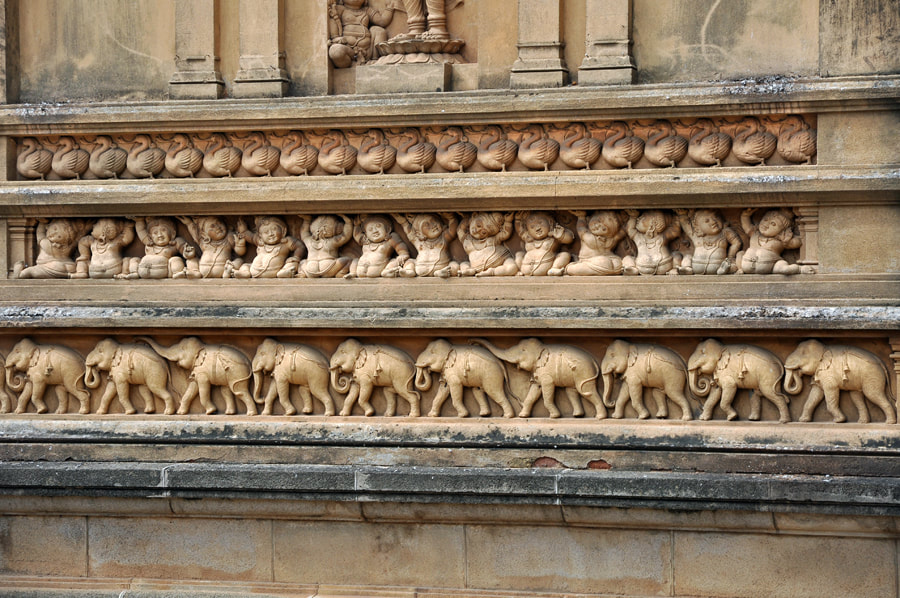 three relief friezes of the Kelaniya temple in Sri Lanka