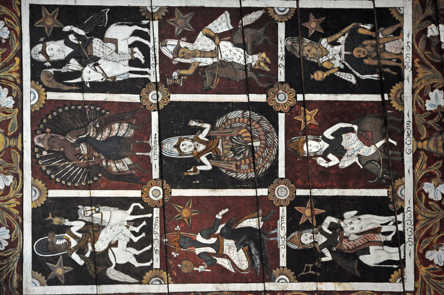 depictions of the nine planets at the ceiling of the Kelaniya temple