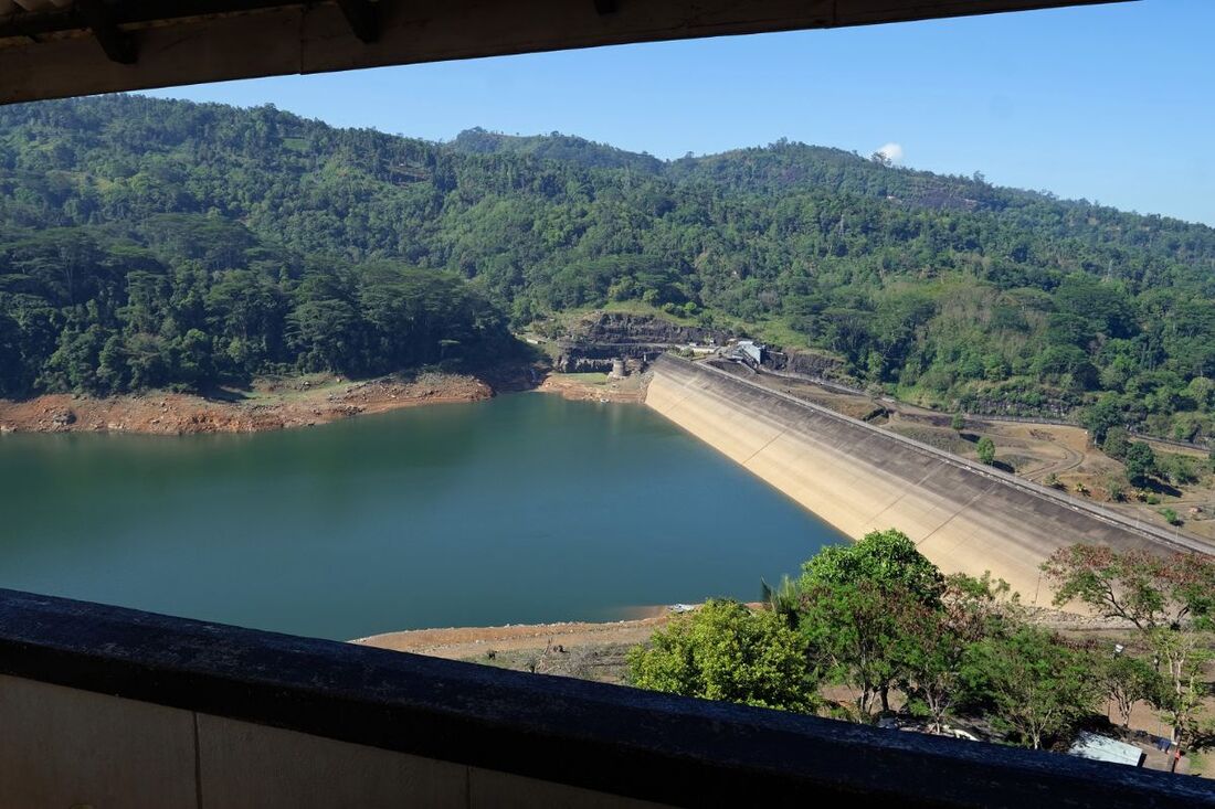 Kotmale dam seen from the viewing platform of the Kotmale Dam Museum in central Sri Lanka