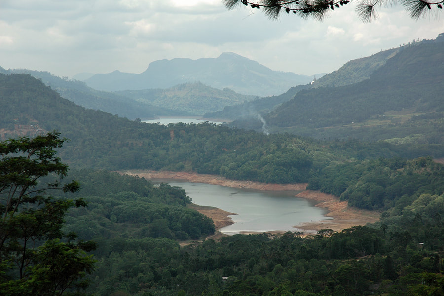 view from Ramboda to Kotmale Reservoir in Sri Lanka's central highlands