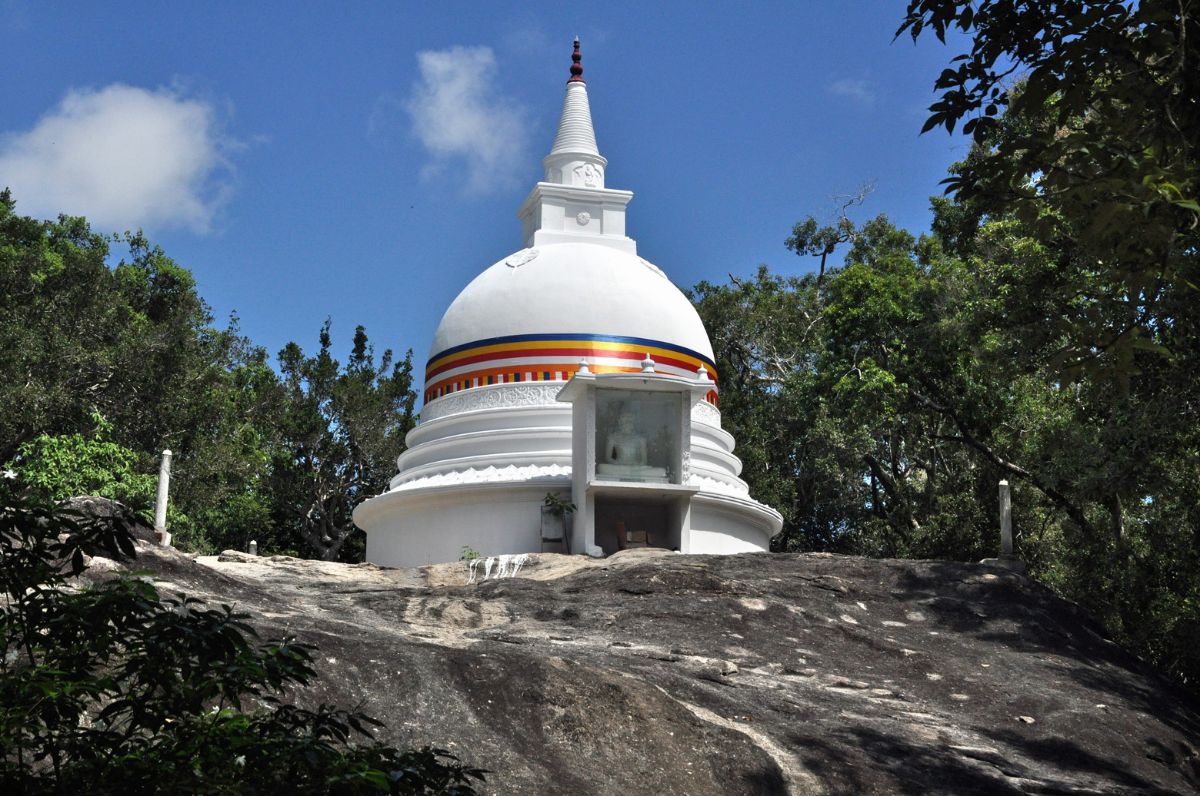 new stupa at the foot of Kudumbigala Rock near Panama in Sri Lanka