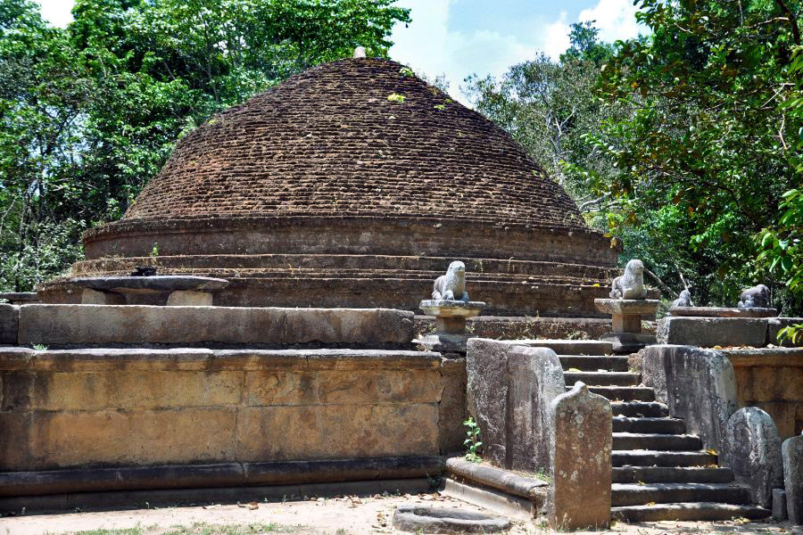 stupa of the ancient Buddhist temple in Lahugala in Sri Lanka