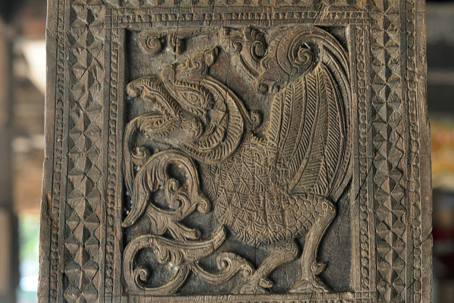Makara as a bird carved in the Embekke temple