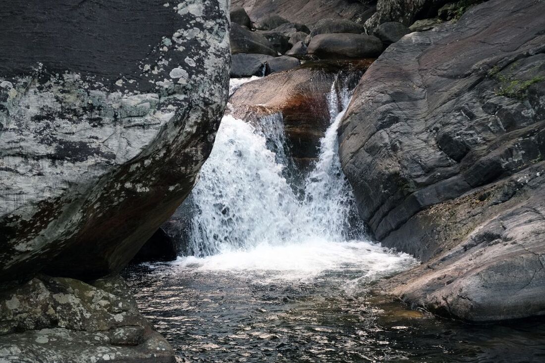 one of the Eli Hatha waterfalls in Sri Lanka's jiking and adventure paradise Knuckles Range