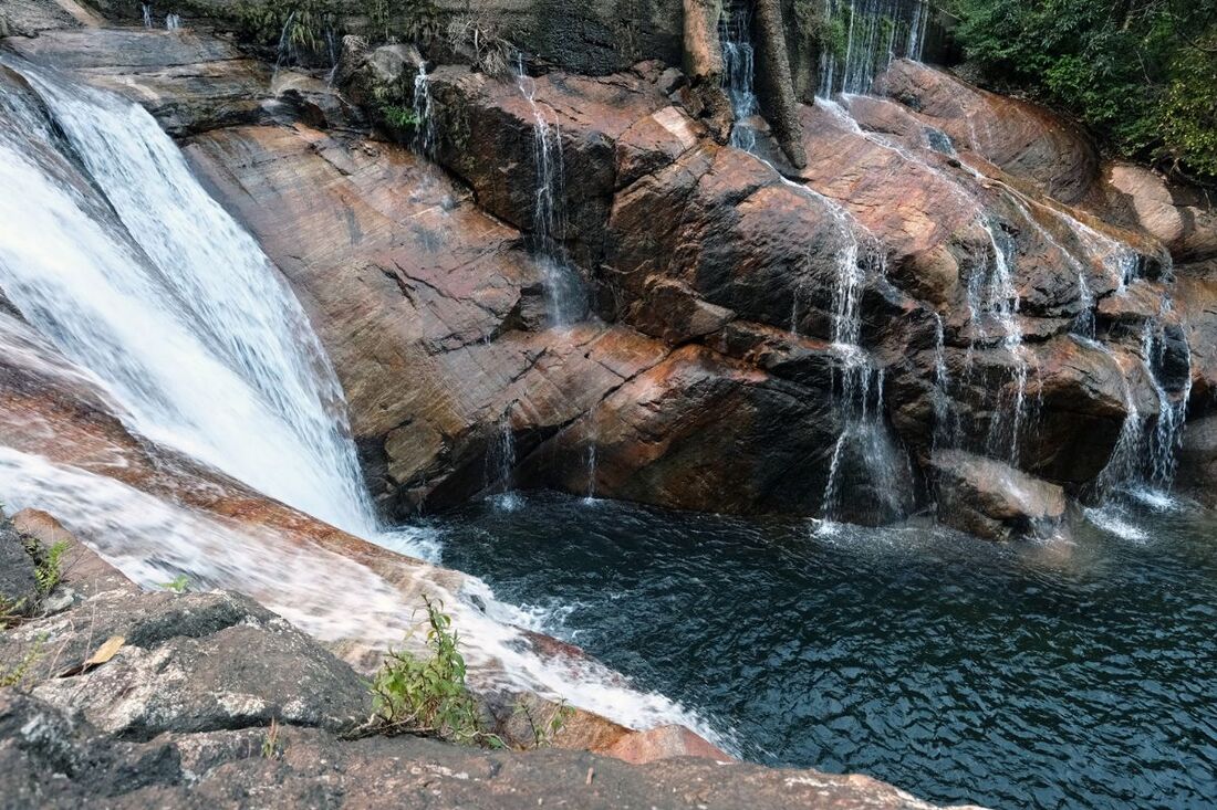 lowermost cascade of Meemure's Seven Falls in Knuckles Range in Sri Lanka