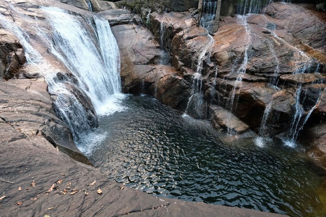 lowermost cascade of Seven Falls near Meemure in Sri Lanka