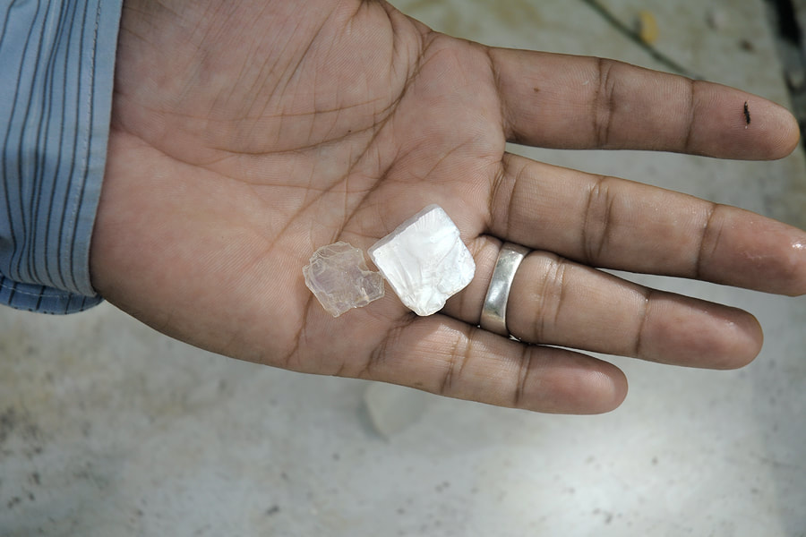 various moonstones found in Meetiyagoda in Sri Lanka